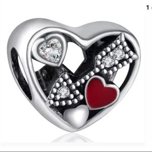 Crystal Heart Charm Fit Pandora Bracelet